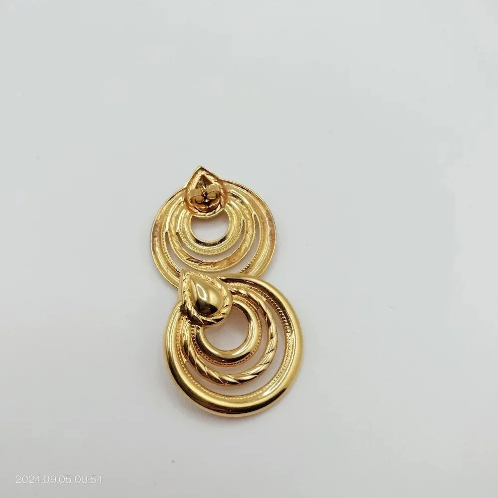 Set of 3 Women's Gold Tone Fashion Earrings Unsigned Classic